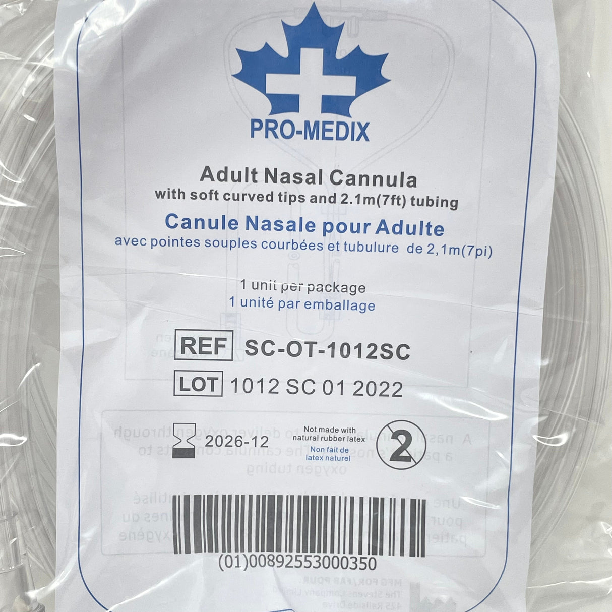 Adult Nasal Cannula 7ft Tubing | Soft Curved Tip, SureFlow™ Latex-Free-Medical Devices-Birth Supplies Canada