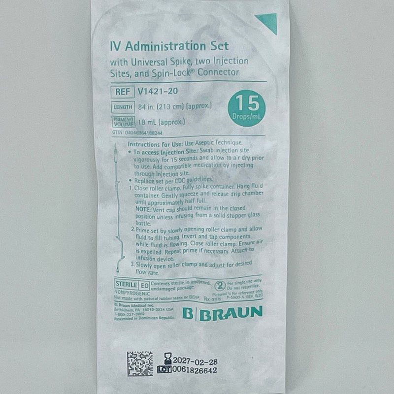 IV Gravity Admin Sets Needle-Free, 15drops/mL, 84" | Braun-Medical Devices-Birth Supplies Canada