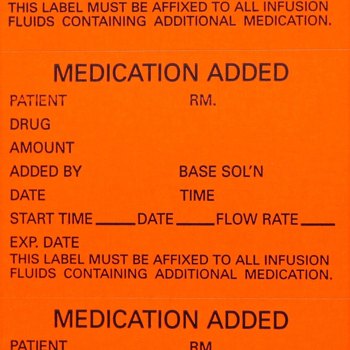 Medication Added Labels – Bright Orange-IV Supplies-Birth Supplies Canada