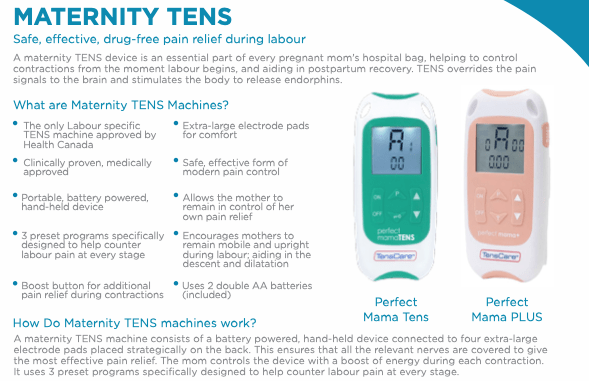 Perfect MamaPLUS Tens Machine-Labour & Doula Supplies-Birth Supplies Canada