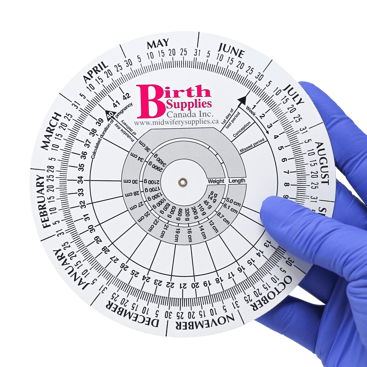 Pregnancy Gestation Wheel ~ 5" BSC-Clinic Supplies-Birth Supplies Canada