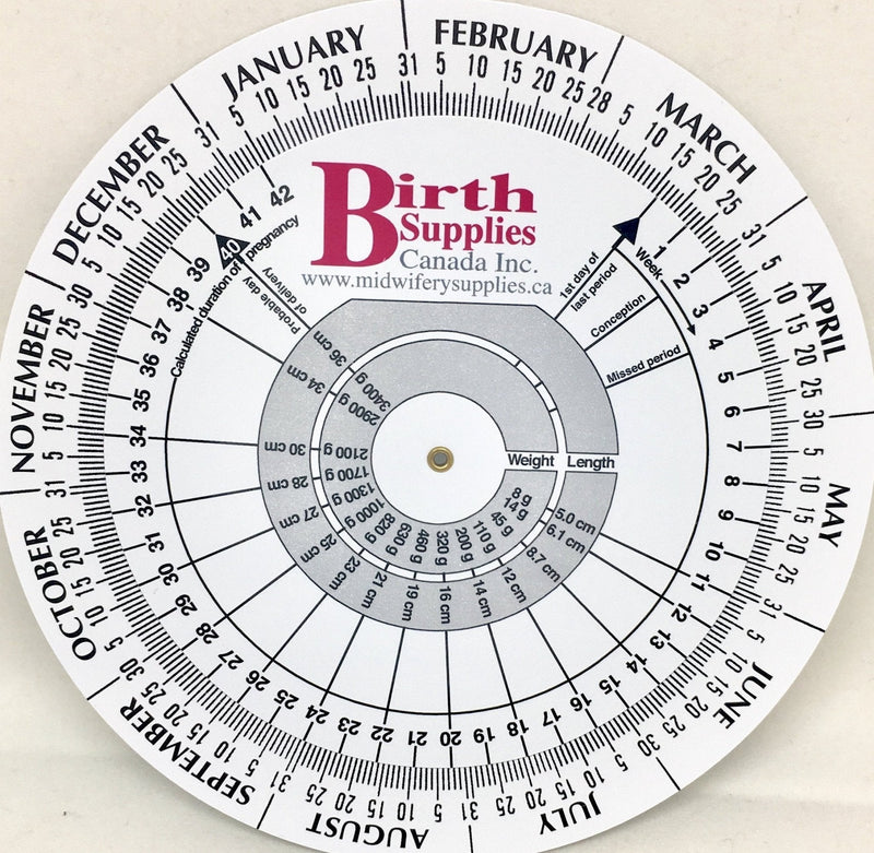 Pregnancy Gestation Wheel ~ 5" BSC-Midwifery Supplies-Birth Supplies Canada