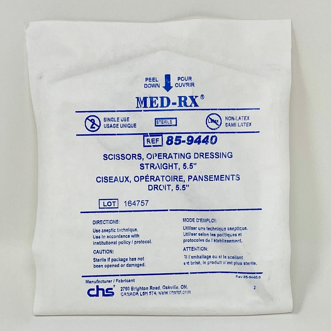 Sterile Operating Dressing Scissors (5.5 Inch) | Sharp/Blunt, Straight, Disposable-Medical Instruments-Birth Supplies Canada