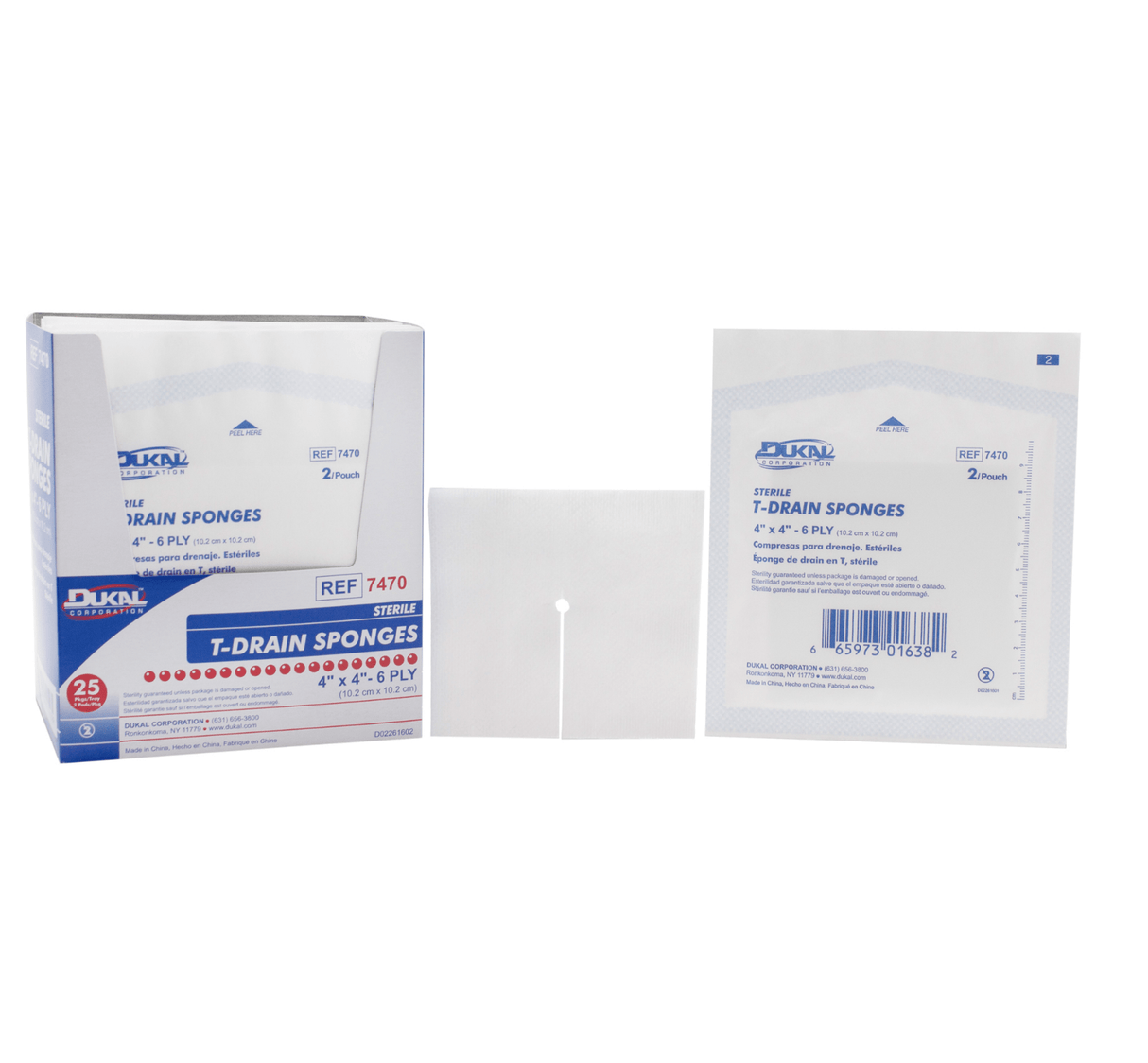 T-Drain Sponges 4" x 4" 6-Ply, Sterile-Gauze & Bandages-Birth Supplies Canada