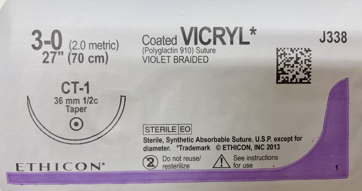 Vicryl Suture 3-0 (Met 2.0) | Sterile, Absorbable, Coated Braided Violet-Medical Devices-Birth Supplies Canada