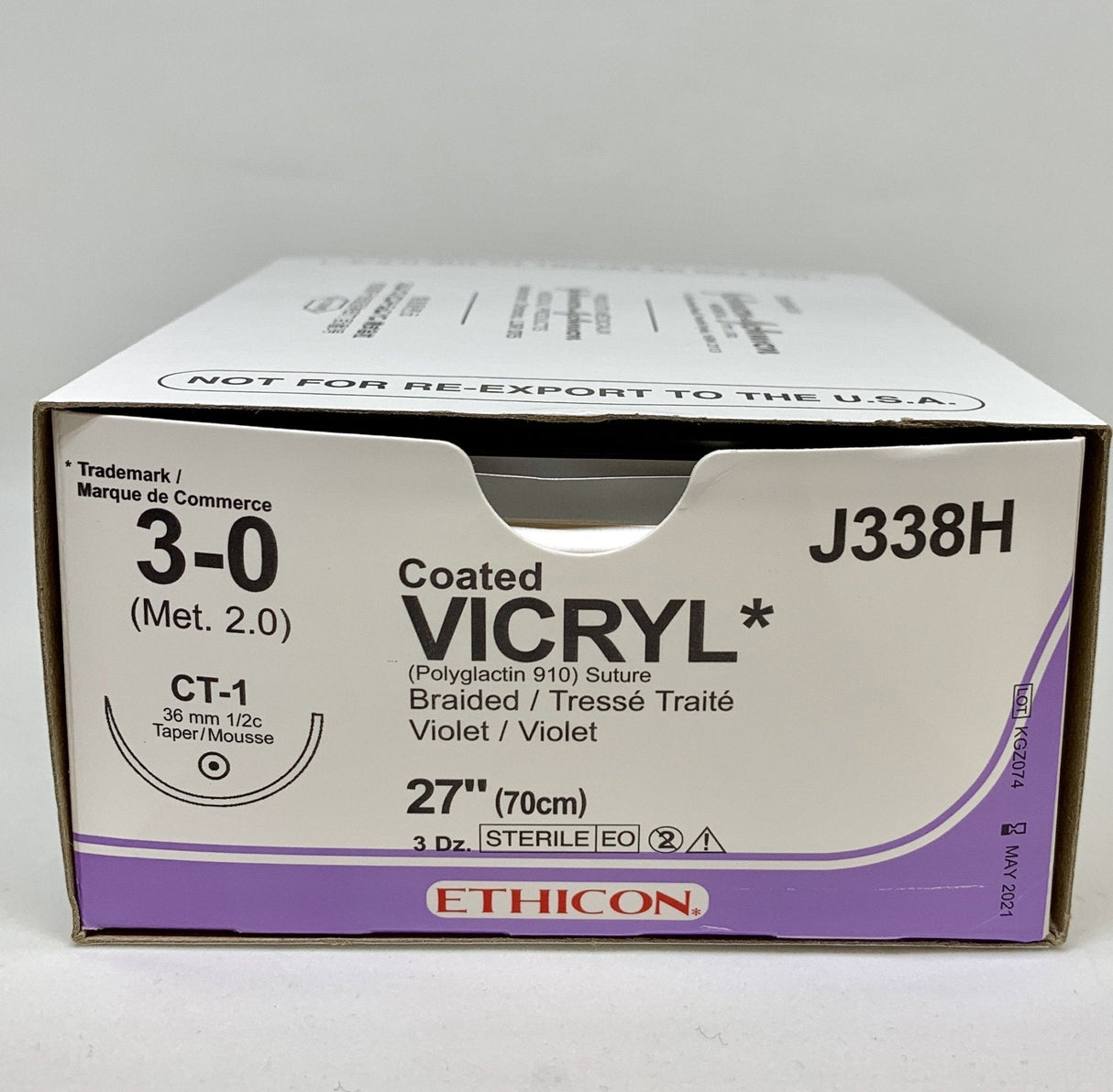 Vicryl Suture 3-0 (Met 2.0) | Sterile, Absorbable, Coated Braided Violet-Medical Devices-Birth Supplies Canada