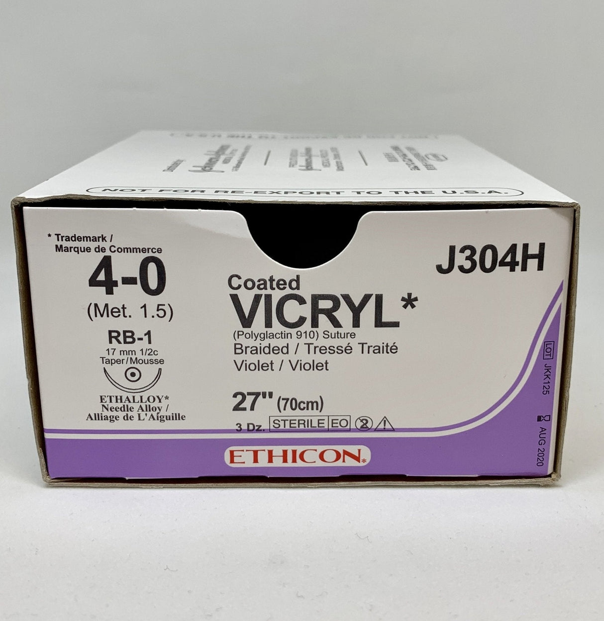 Vicryl Sutures 4-0 (Met 1.5) - Sterile, Absorbable, Coated Braided Violet-Medical Devices-Birth Supplies Canada