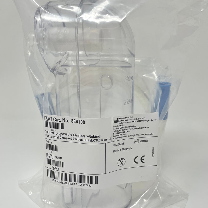 LAERDAL 300ml disposable canister w/tubing for Laerdal Compact suction Unit (LCSU) 3 & 4-Medical Devices-Birth Supplies Canada