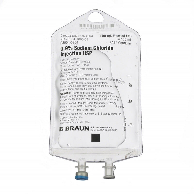 100mL Sodium Chloride 0.9% | BRAUN-IV Solutions-Birth Supplies Canada