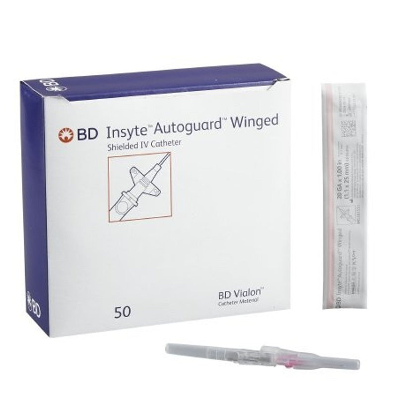 20G Catheter Insyte Autoguard Shielded IV ~ Winged | BD-Medical Devices-Birth Supplies Canada