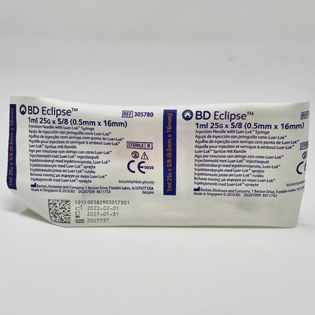 25G BD Eclipse Safety Syringe 3 mL with Attached Needle | BD-Medical Devices-Birth Supplies Canada