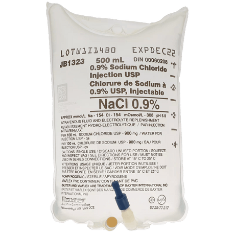 500ml Sodium Chloride 0.9% | BAXTER-IV Solutions-Birth Supplies Canada