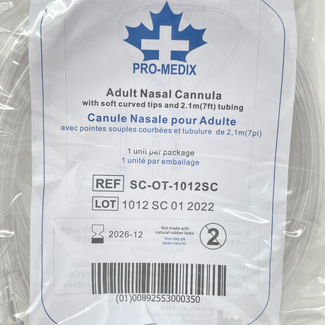 Adult Nasal Cannula 7ft Tubing | Soft Curved Tip, SureFlow™ Latex-Free-Airways-Birth Supplies Canada