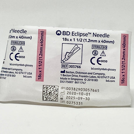 BD Eclipse Safety Needle 18G x 1.5" with Pivoting Shield | BD-Needles-Birth Supplies Canada