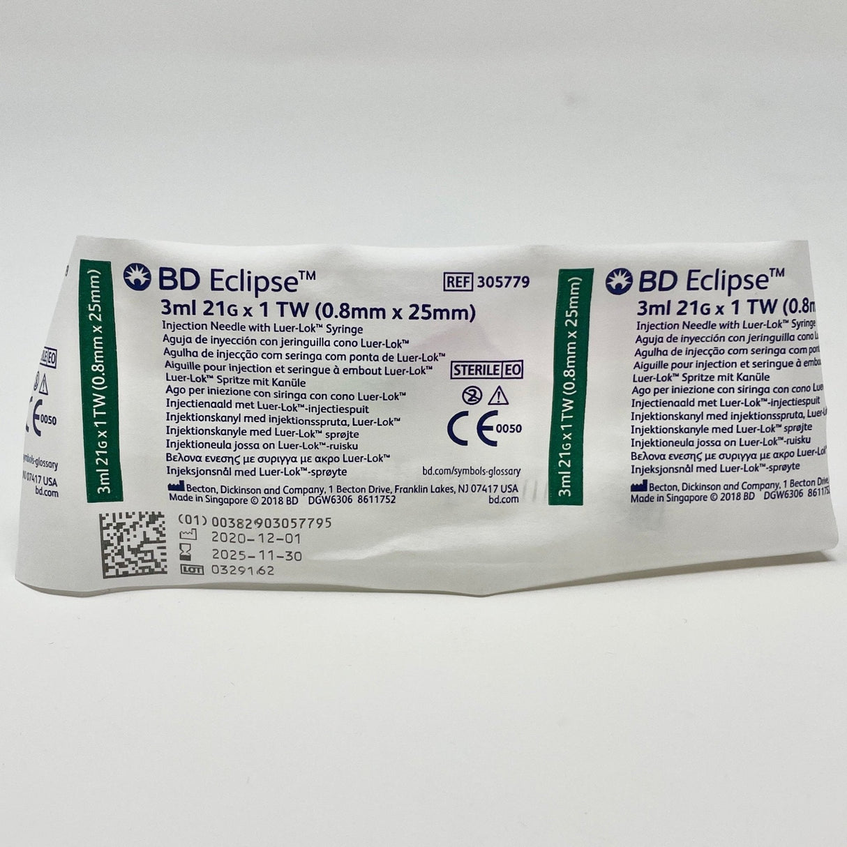 BD Eclipse Safety Syringe 3 mL with Attached 21G Needle | BD-Medical Devices-Birth Supplies Canada