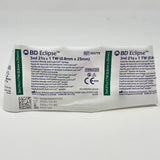 BD Eclipse Safety Syringe 3 mL with Attached 21G Needle | BD-Needles-Birth Supplies Canada