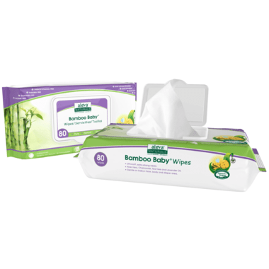 Bamboo Baby Wipes – 80 Count, Biodegradable Diapering Wipes | Aleva Naturals-Baby Care-Birth Supplies Canada