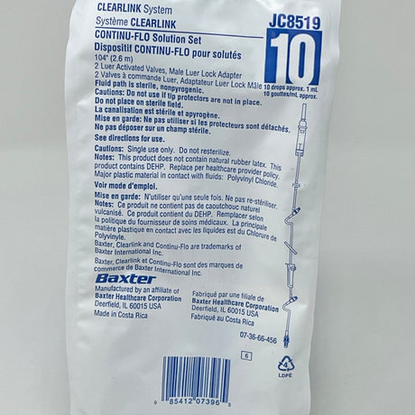 Clearlink Continu-Flo Solution Set, 2Y, LL, 105 Inch, 10DPM-IV Supplies-Birth Supplies Canada