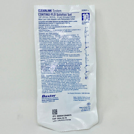 Clearlink Continu-Flo Solution Set | 3Y Luer Lock, 110 In. Length, 10 DPM-IV Supplies-Birth Supplies Canada