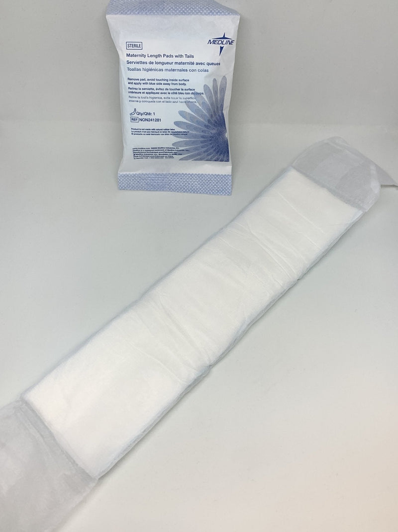 Hospital Sterile Maternity Pads with tails-Maternity Pads & Underpads-Birth Supplies Canada