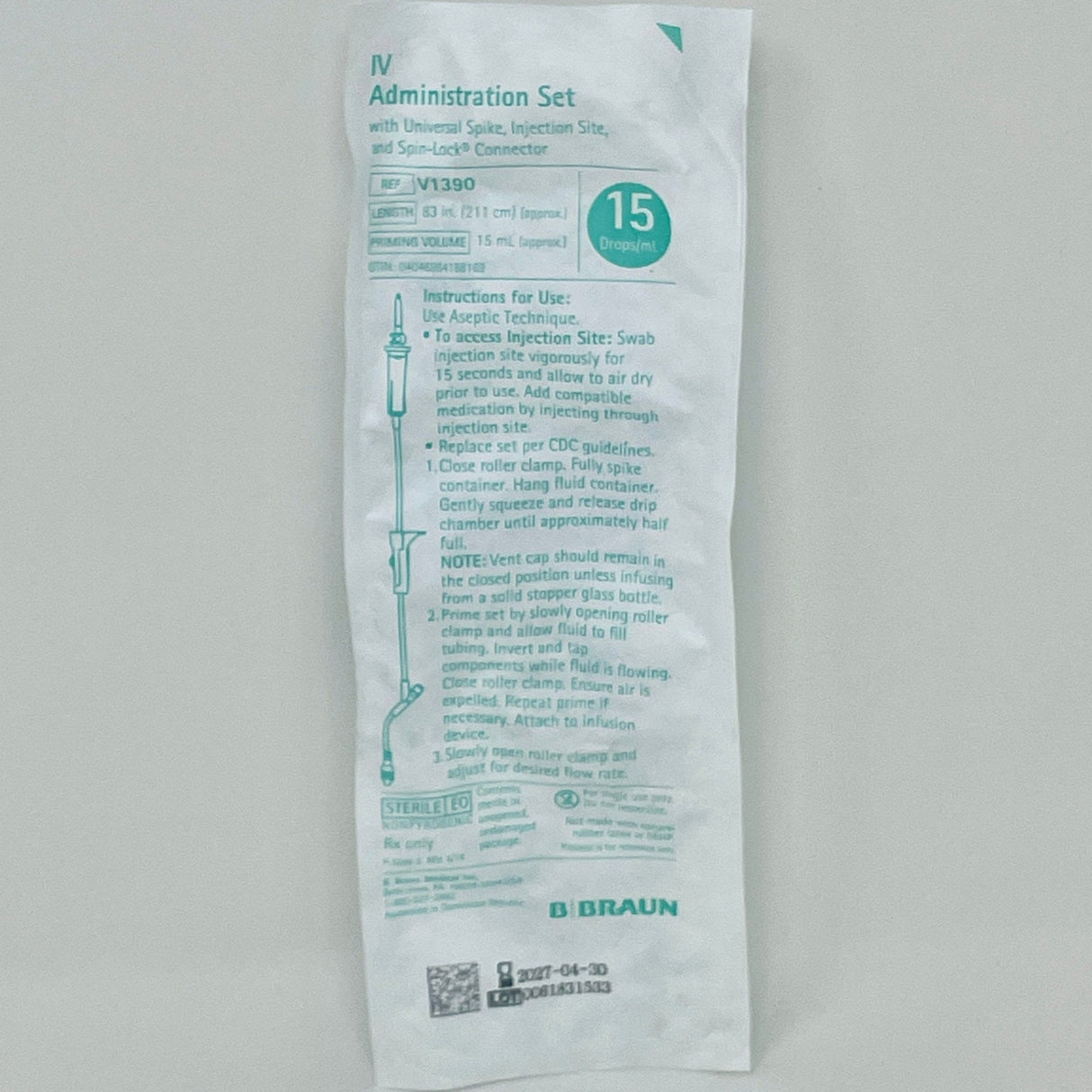 IV Gravity Admin Set, Needle-Free, 15 drops/mL, 83" – Braun-Medical Devices-Birth Supplies Canada