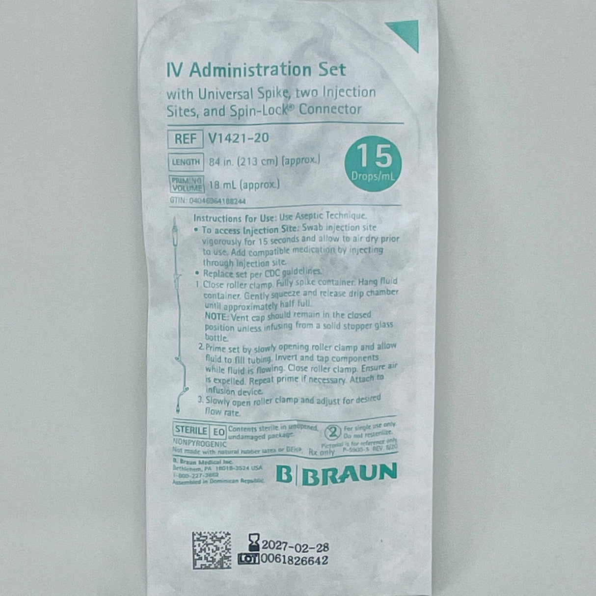 IV Gravity Admin Sets Needle-Free, 15drops/mL, 84" | Braun-Medical Devices-Birth Supplies Canada