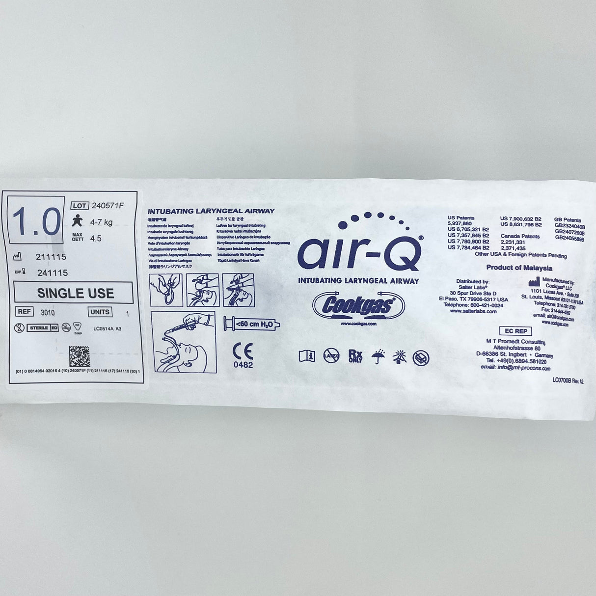 Infant LMA Air-Q Intubating Laryngeal Mask Airway-Medical Supplies-Birth Supplies Canada