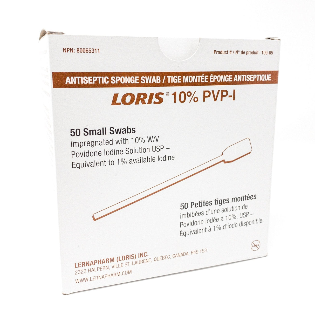 LORIS 10% Povidone Iodine (PVP-I) Swabstick-Suture Supplies-Birth Supplies Canada