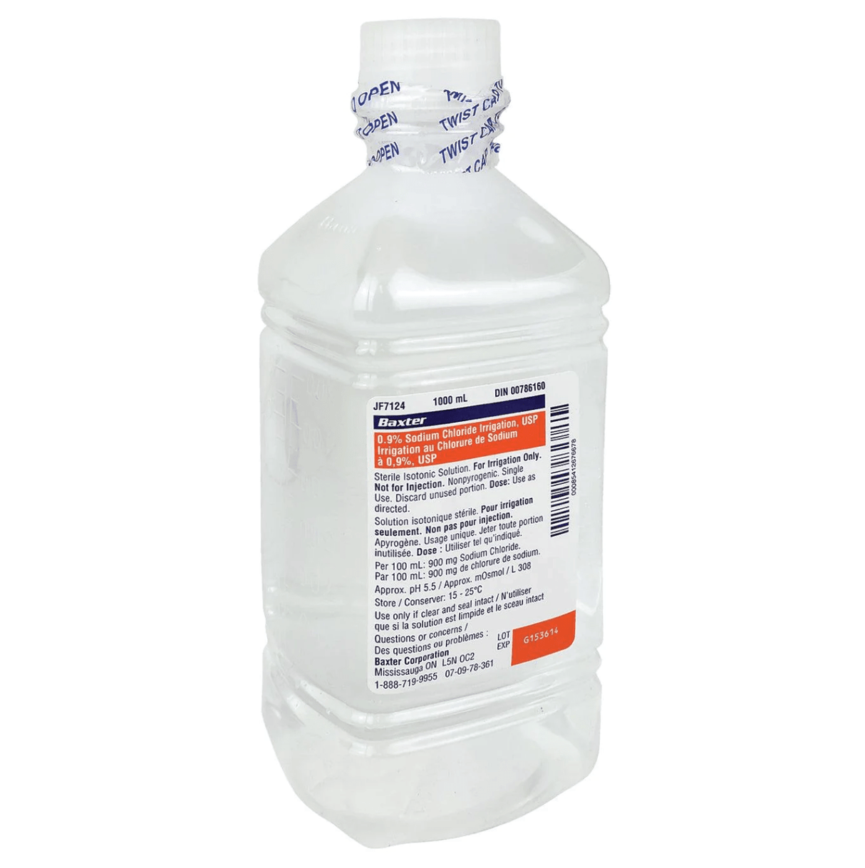 Sodium Chloride 0.9% Irrigation Solution Pour Bottle | BAXTER-IV Solutions-Birth Supplies Canada