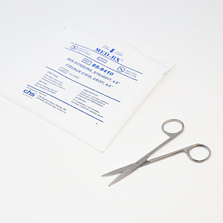 Sterile Iris Scissors, Straight, 4.5" Length | Disposable-Medical Instruments-Birth Supplies Canada