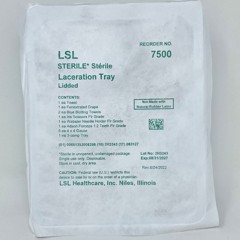 Sterile, Latex-Free Laceration Tray, Lidded-Medical Supplies-Birth Supplies Canada