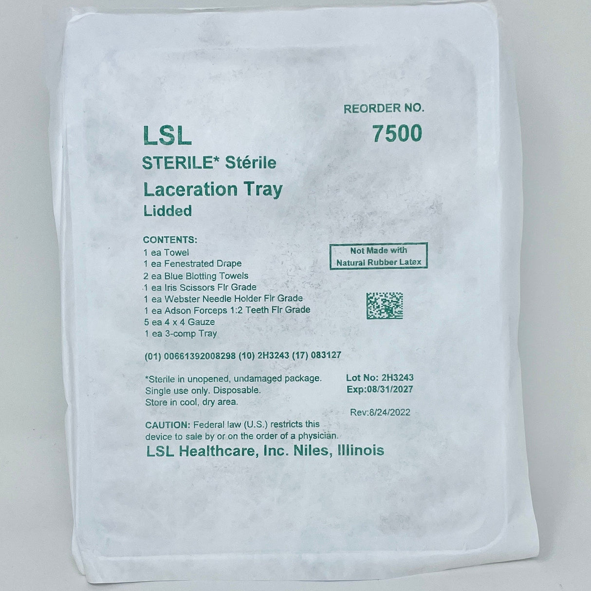 Sterile, Latex-Free Laceration Tray, Lidded-Wound Care-Birth Supplies Canada