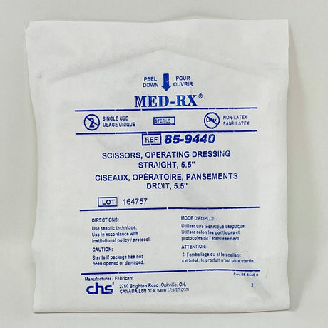 Sterile Operating Dressing Scissors (5.5 Inch) | Sharp/Blunt, Straight, Disposable-Medical Instruments-Birth Supplies Canada
