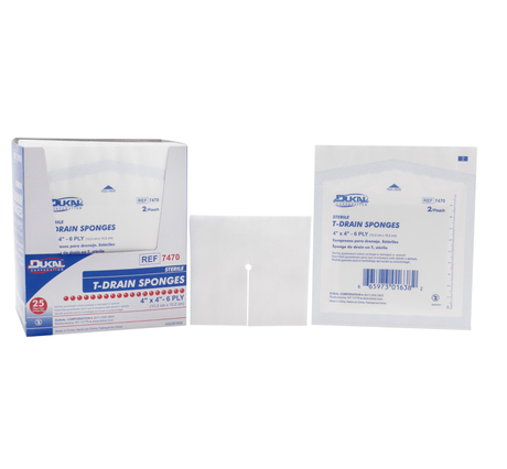 T-Drain Sponges 4" x 4" 6-Ply, Sterile-Gauze & Bandages-Birth Supplies Canada