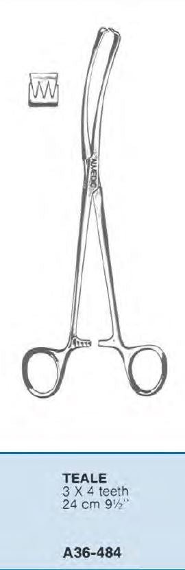 Teale Uterine Vulsellum Forceps, 24cm 9½"-Instruments-Birth Supplies Canada