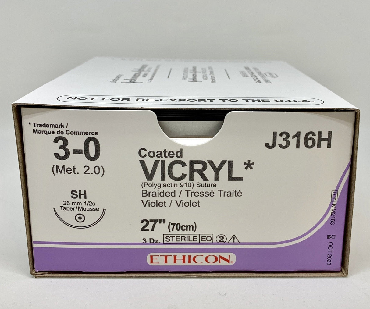 Vicryl Suture 3-0 (Met 2.0) | Sterile, Absorbable, Coated Braided Violet-Medical Devices-Birth Supplies Canada