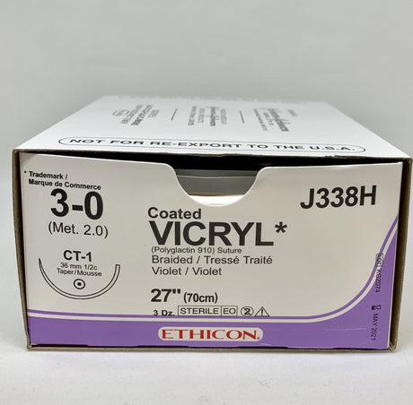 Vicryl Sutures 3-0 (Met 2.0) - Sterile, Absorbable, Coated Braided Violet-Medical Devices-Birth Supplies Canada