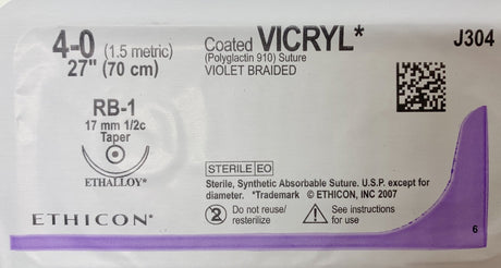 Vicryl Sutures 4-0 (Met 1.5) - Sterile, Absorbable, Coated Braided Violet-Medical Devices-Birth Supplies Canada