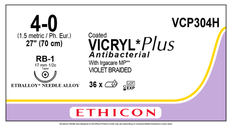 Vicryl Sutures 4-0 - Sterile, Absorbable, Coated Braided Violet-Suture Supplies-Birth Supplies Canada